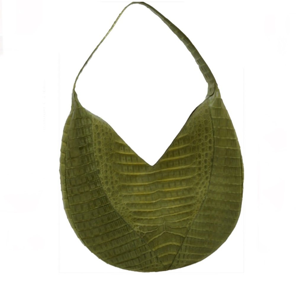 Nancy Gonzales Green Crocodile Shoulder Bag
